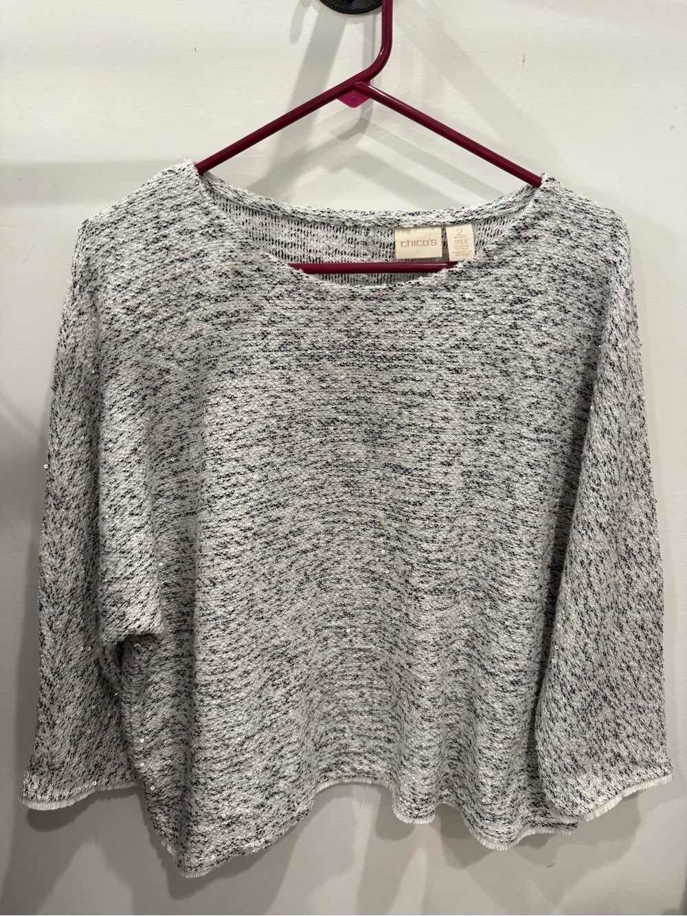 Chico's Marled Light Gray Crewneck Sweater